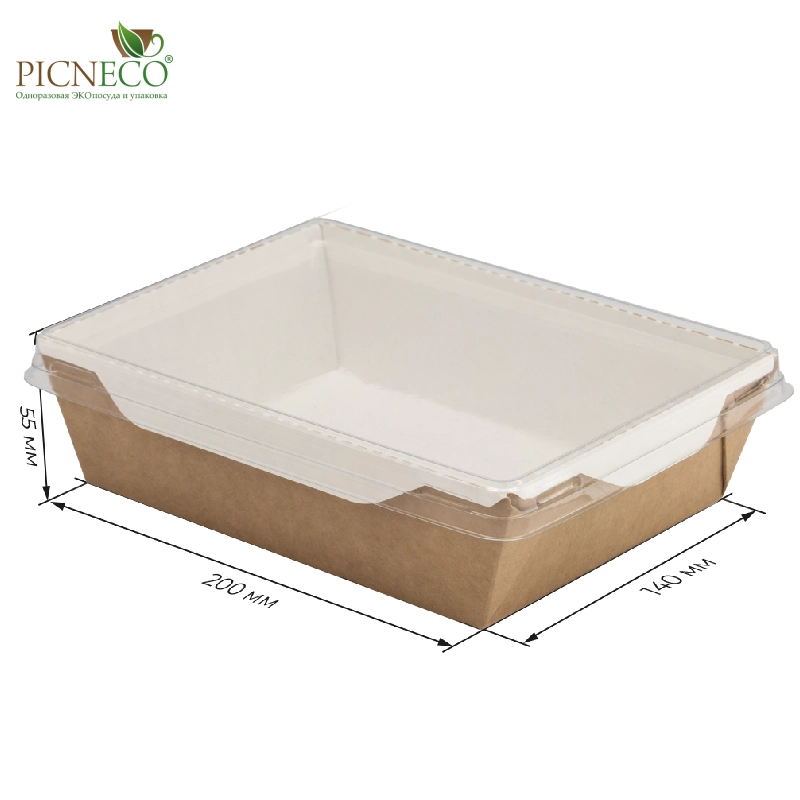 товар Контейнер бумажный с крышкой, 1000мл, 220*160*55 мм, крафт BK043